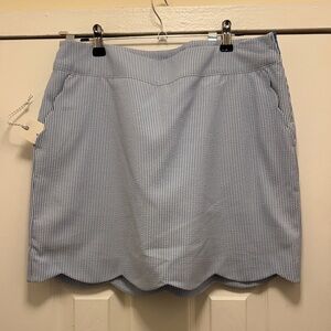 Vineyard Vines Light Blue Striped Mini Skort with Scalloped Hem and Pockets